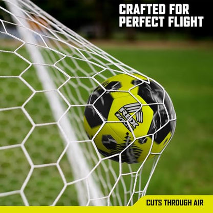 RBX Size 5 Soccer Ball, Durable 32 Machine-Stitched Panel Construction, Superior Air Retention, All Weather Design, High Contrast Graphics - color: Volt