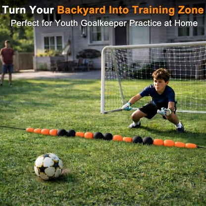 Outus 9 ft Soccer Goalkeeper Deflection Equipment Goalkeeper Training Equipment Single Line Deflector Multi Refraction Angles for Reflex & Agility Training with 15 Soccer Cones & 2 Water Weight Bags