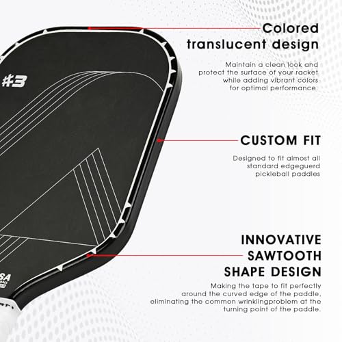PICKLETECH Pickleball Paddle Protection Tape - Paddle Head Edge Guard - Racket Edge Protection Tape -Fit Perfectly Curved Edge -No Wrinkling - color: Clear Black, size: Width 20mm