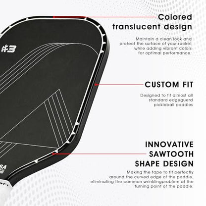 PICKLETECH Pickleball Paddle Protection Tape - Paddle Head Edge Guard - Racket Edge Protection Tape -Fit Perfectly Curved Edge -No Wrinkling - color: Clear Black, size: Width 20mm