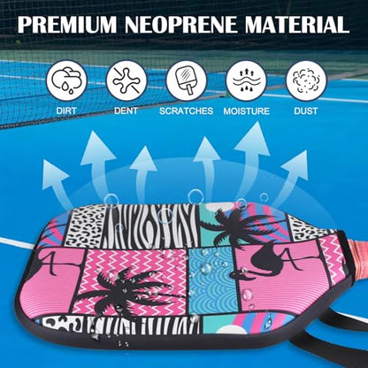 Pickleball Paddle Cover, Neoprene Racket Sleeve with Zipper, 11.8" * 9.05" Soft & Durable Pickleball Paddle Protection Cover 1Pc & 2 Pcs - color: Hawaii 1 Pc