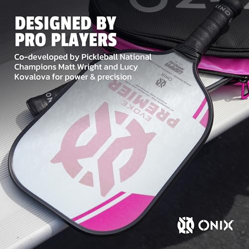 Onix Evoke Premier Professional Tournament Pickleball Paddle Composite Face Impact Paddle Shape - color: Pink, size: Medium, style: 14mm