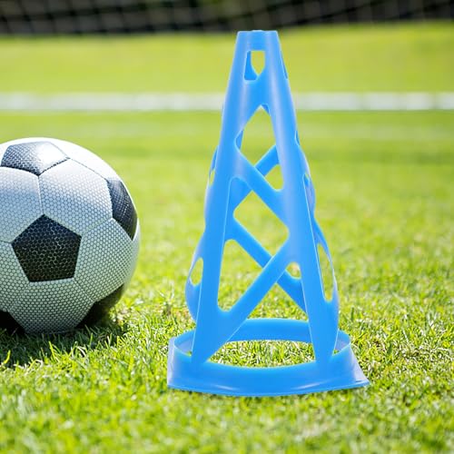 TOYANDONA Multi-Function Basketball Training Cones Set, 23cm Blue Hollow Plastic Agility Markers for Soccer and Football Practice, Sports Field Training Equipment for Drills and Coaching