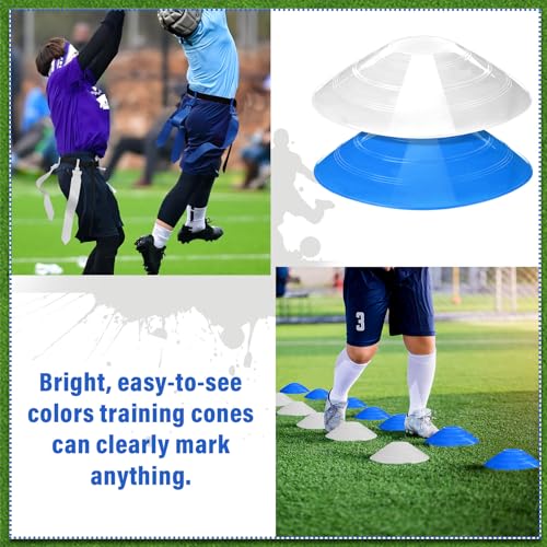 Wettarn 10/16 Player Flag Football Belts Adjustable Flag Football Set with Cones Bag for Youth Adults Kids Training Sport - color: Blue, White