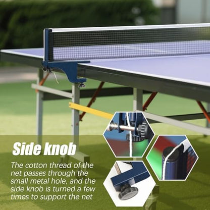 Table Tennis Net - Retractable Pingg Pong Net Set | Mesh with Adjustable Clamp | Adjustable Portable Outdoor Professional Heavy Duty Sport Accessories for Backyard Games Basement Recreation School Gym