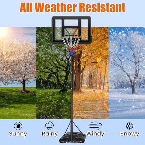 Basketball Hoop Outdoor 10ft Adjustable Portable Basketball Hoops & Goals System for Teens Youth and Adults in Backyard/Driveway/Indoor, 45 Inch Shatterproof Backboard, Fillable Base