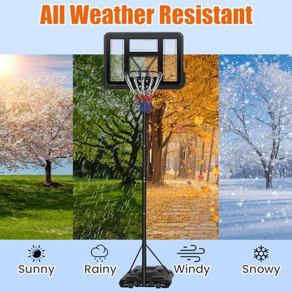 Basketball Hoop Outdoor 10ft Adjustable Portable Basketball Hoops & Goals System for Teens Youth and Adults in Backyard/Driveway/Indoor, 45 Inch Shatterproof Backboard, Fillable Base