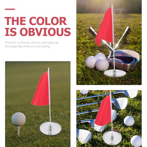 HEMOTON Portable Golf Flagstick with Hole Cup, Stainless Steel Putting for Backyard Indoor Practice, Mini Golfing Target Training Aid Accessories for Office Home