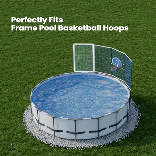 ECOPOOLTECH Pool Basketball Hoop Backstop Net – 59 x 37 Inches, 1 Section Protection Net for Round Above Ground Frame Pool only. - color: White