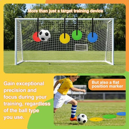 6 Pcs Football Target Net Set Soccer Goal Targets with Adjustable Straps, Corner Soccer Train Goal for Shooting Accuracy Training Top Bins Soccer Target Goal for Lacrosse, Hockey, Football