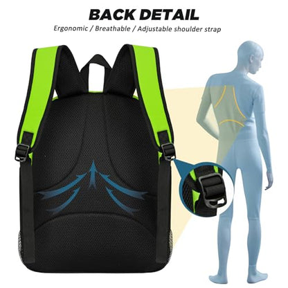 Goloni Soccer Bag, Basketball Bag with Ball Compartment & Shoe Compartment,Large Soccer Backpack for Basketball,Gym，Football - color: green