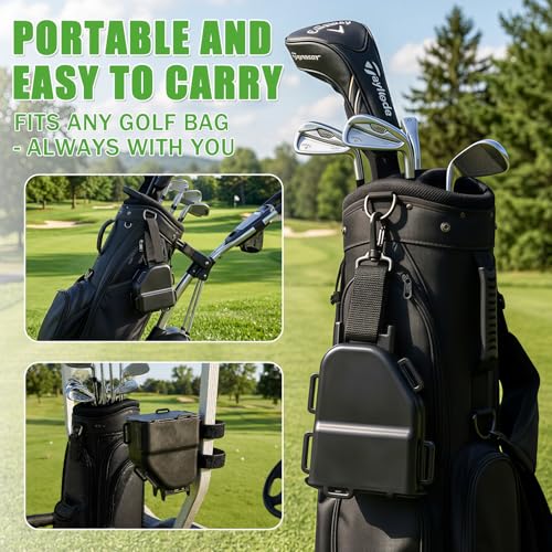 Golf Cart Ball Washer & Club Cleaner with Straps - No Drill Golf Club Washer for Cart, Dual-Sided Brush Cleaning Box, Easy to Clean Portable & Detachable Golf Ball Washer for Cart Accessories