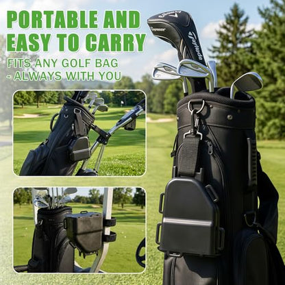 Golf Cart Ball Washer & Club Cleaner with Straps - No Drill Golf Club Washer for Cart, Dual-Sided Brush Cleaning Box, Easy to Clean Portable & Detachable Golf Ball Washer for Cart Accessories