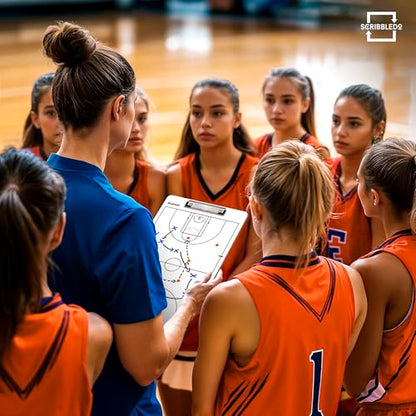 SCRIBBLEDO Basketball Dry Erase Coaching Clipboard Coach Board with Court Diagram, Double-Sided Strategy Whiteboard for Plays, Drills & Game Planning - style: Option 1