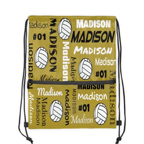 Custom Volleyball Style Drawstring Bag, Personalized Sports Ball Backpack Drawstring Sack Cinch Bags for Team Gift Party Favors, Brown - color: Dark Purple
