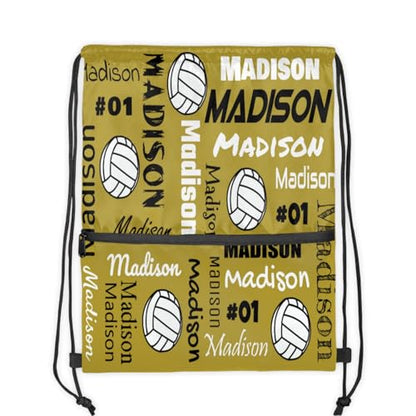 Custom Volleyball Style Drawstring Bag, Personalized Sports Ball Backpack Drawstring Sack Cinch Bags for Team Gift Party Favors, Brown - color: Dark Purple