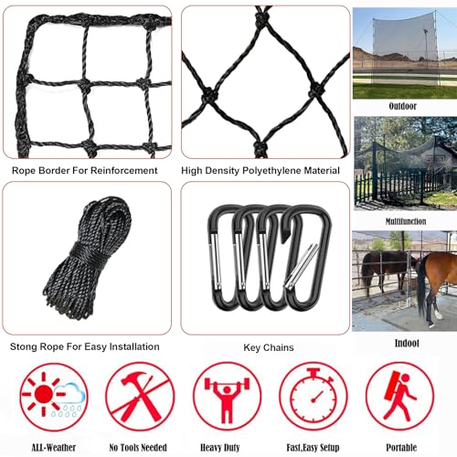 Baseball Softball Backstop Nets,Sports Net,Sports Netting Barrier,Sports Netting for Backyard,Twisted Knotted PE Net