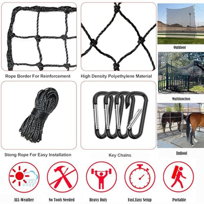 Baseball Softball Backstop Nets,Sports Net,Sports Netting Barrier,Sports Netting for Backyard,Twisted Knotted PE Net - style: 10X15FT