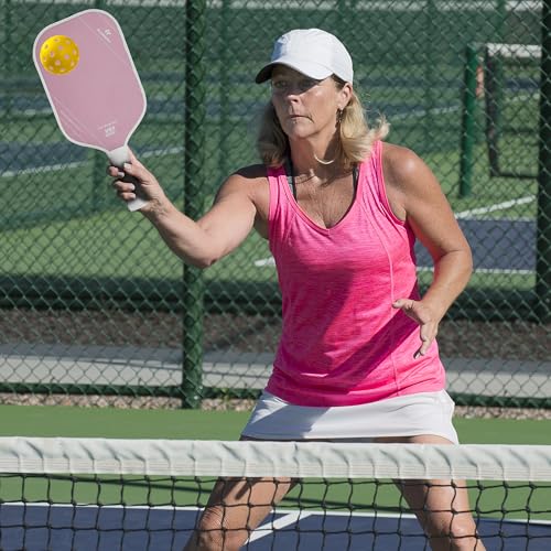 FH-500 T700 Pickleball Racket, 14MM Thick Two-Handed Offensive Pickleball Racket, Speed and Control - color: Pink