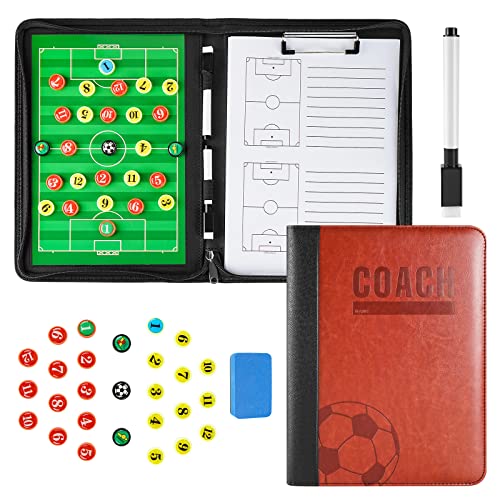 FantasyDay Soccer Coaching Tactical Board, Portable Magnetic Football Coach Blackboard Futsal Tactics Strategy Board - Sport Gift Training Assistant Equipment KIt with Player Markers, Pen and Eraser - color: 33 X 24 Cm