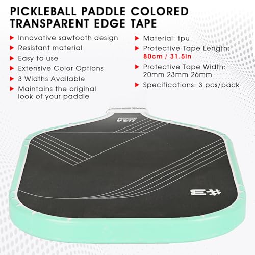 PICKLETECH Pickleball Paddle Protection Tape - Paddle Head Edge Guard - Racket Edge Protection Tape -Fit Perfectly Curved Edge -No Wrinkling - color: Clear Green, size: Width 20mm