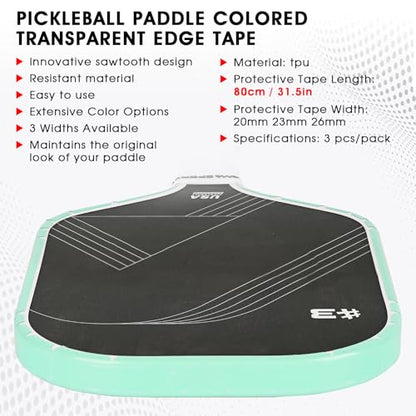 PICKLETECH Pickleball Paddle Protection Tape - Paddle Head Edge Guard - Racket Edge Protection Tape -Fit Perfectly Curved Edge -No Wrinkling - color: Clear Green, size: Width 20mm