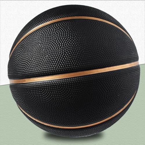 Senston 27.5''/29.5'' Outdoor Basketball Excellent Elasticity/Grip Rubber Basketballs with Pump, Durable Size 5/7 Men Basketball - color: Black/Gold, size: Size 5/27.5''