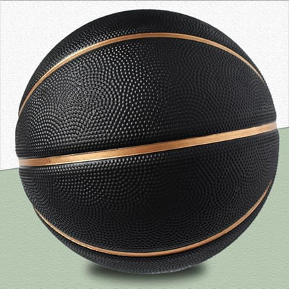 Senston 27.5''/29.5'' Outdoor Basketball Excellent Elasticity/Grip Rubber Basketballs with Pump, Durable Size 5/7 Men Basketball - color: Black/Gold, size: Size 5/27.5''
