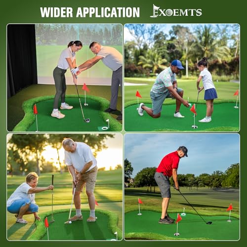 Thickened Realistic Golf Putting Green, 5 x 10ft Professional Golf Practice Training Mat for Indoor Outdoor, 3 Holes, Long Challenging Game Green Mat for Children with Training Aid Put Cup