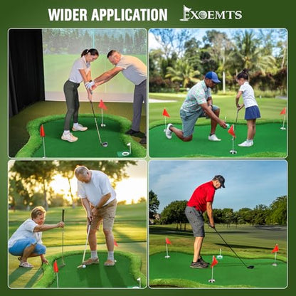 Thickened Realistic Golf Putting Green, 5 x 10ft Professional Golf Practice Training Mat for Indoor Outdoor, 3 Holes, Long Challenging Game Green Mat for Children with Training Aid Put Cup