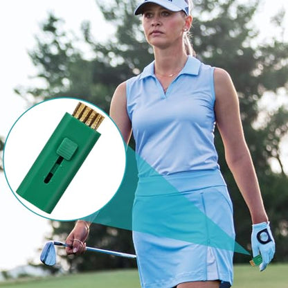 PAGOW 4 Pack Retractable Golf Club Cleaner Brush, Portable Double-Sided Golf Club Brush Groove Cleaner-Multicolor - color: Green