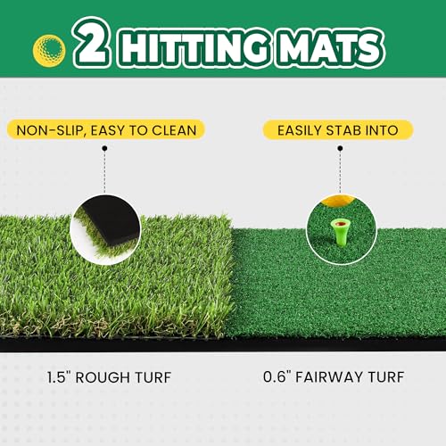 Pop Up Golf Chipping Net, Indoor/Outdoor Golfing Target Net Collapsible Portable Golf Hitting Net with 15 Training Balls and 2 Hitting Mats for Backyard Driving and Swing
