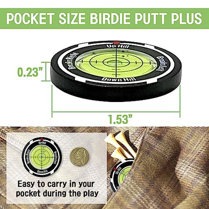 Birdie Putt Green Reader | Poker Chip Style Ball Marker Compact & Stylish Golf Putting & Green Reading Aid Bubble Level High Precision Alignment Reader Tool Golf - color: Black & White