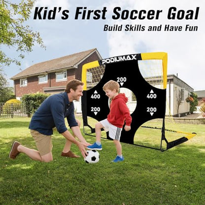 Kids Soccer Goal Set of 2, 4x3ft Pop up Portable Soccer Goals for Backyard, Soccer Net for Kids Age 3 4 5 6 7 8, Toddler Soccer Goal Gift with 1 Ball, 1 Target Net, 10 Cones, 2 Targets