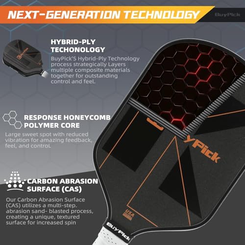 Pickleball Paddle, USAPA Approved, Lightweight & Wide, Carbon Fiber Surface, 16mm Thick, Anti-Slip Grip, Gift for Men - size: Black Carbon | 16 mm | 2 paddles