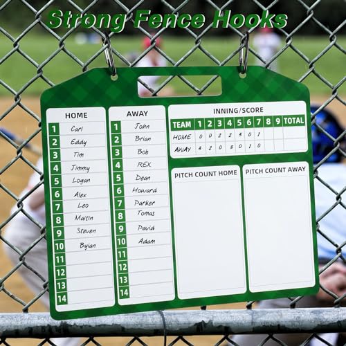 Magnetic Baseball Coach Clipboard, Dry Erase Tactical Baseball Lineup Board, Double-Sided Softball Lineup Board for Dugout with 30 Lineup Cards and Marker