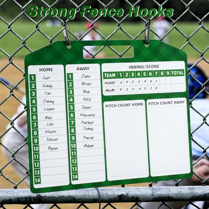 Magnetic Baseball Coach Clipboard, Dry Erase Tactical Baseball Lineup Board, Double-Sided Softball Lineup Board for Dugout with 30 Lineup Cards and Marker
