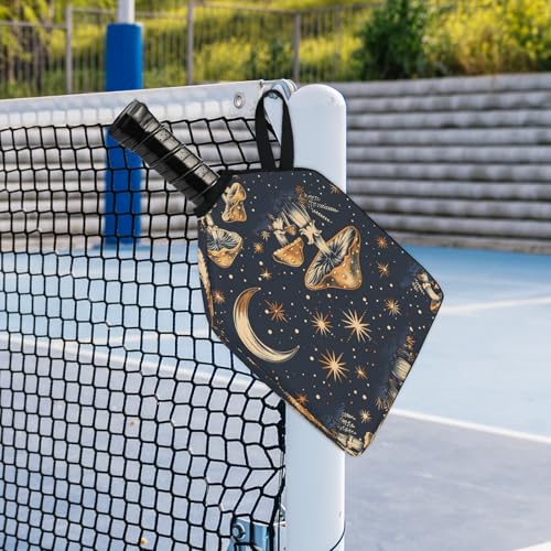 Pickleball Paddle Cover with Pockets and Handle Strap, Racket Sleeve and Ball Holder Organizer, 1 Pcs - color: white