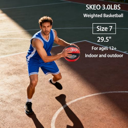 SKEO Weighted Basketball, 2.2/3/3.3LBS 28.5"/29.5" Trainer Heavy Basketballs Made of Composite, Indoor Outdoor Training Ball for Improving Handling Dribbling Rebounding