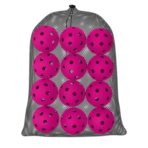 Great Call Athletics | Indoor Pickleballs USA Pickleball Approved Official 26 Hole Balls Sports Tournament Pack Free Mesh Bag - color: Pink, style: 12 Pack