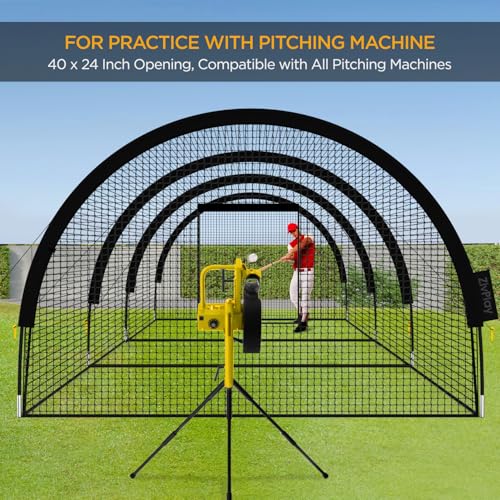 ZivPlay Baseball Batting Cage Net Batting Cages for Backyard Portable Pop Up Cage for Baseball and Softball with Pitching Machine Hole and Detachable Door (30ftx12ftx8ft) - size: 30ftx12ftx8ft