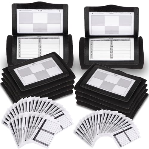 Football Wristbands with 5 Playbook Cards, Clear PVC Windows Wristbands Sports for Youth & Adults, 5on5 Flag Football Wrist Bands, QB Arm Bands for Quarterback, Catcher, Referee - color: Black, size: 10 Pack