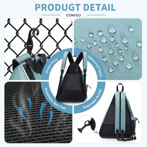Pickleball Bag for Women and Men, Adjustable Pickle Ball Backpack, 2 in 1 Sports Sling Bag for Pickleball Paddles - color: Blue Grey