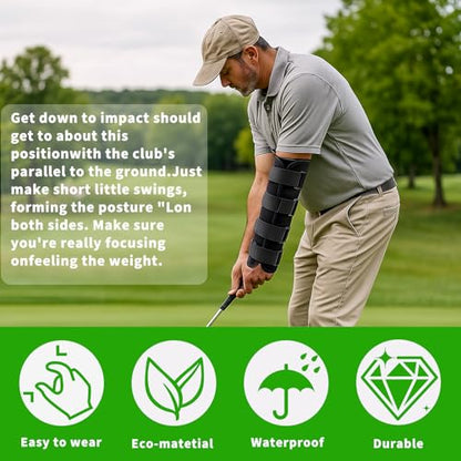 Straight Arm Golf Swing Trainer, Adjustable Tension Elbow Brace with Three Metal Stays for Lead Arm Correction, Golfers Practice Training Aid Perfect for Beginners＆Seasoned Players