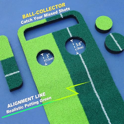 SENSECLUB Indoor Putting Green Game, Foldable Putting Mat Golf Game Set, Golf Gifts for Men - 1x8 Ft - style: 2 Holes