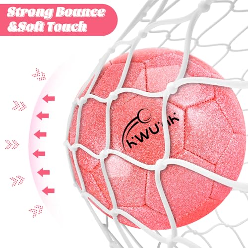 Size 3 4 5 Glitter Pink Gold Purple Soccer Ball with Pump Youth Toddler Soccer Ball for Kids Aged 4-6 6-8 8-12 Training Ball for Teens Boys Girls