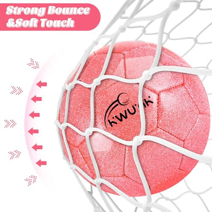 Size 3 4 5 Glitter Pink Gold Purple Soccer Ball with Pump Youth Toddler Soccer Ball for Kids Aged 4-6 6-8 8-12 Training Ball for Teens Boys Girls