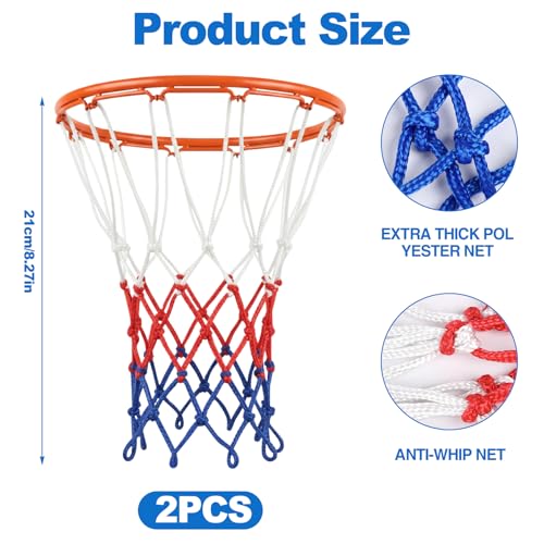 Basketball Net Compatible with Little Tikes – 12 Loops Professional Basketball Net Replacement, Heavy Duty Outdoor Basketball Hoop Net, Red-White-Blue