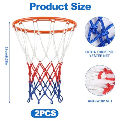 Basketball Net Compatible with Little Tikes – 12 Loops Professional Basketball Net Replacement, Heavy Duty Outdoor Basketball Hoop Net, Red-White-Blue