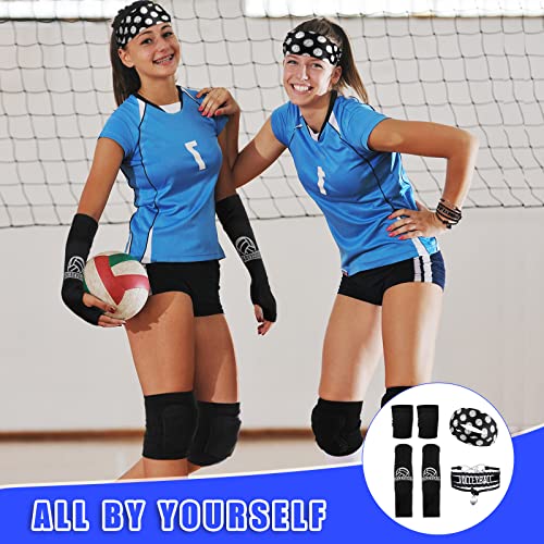 Honoson 7 Pcs Volleyball Training Equipment Aid Volleyball Serving Trainer Kit Gifts for Beginners - color: Black, style: Boys